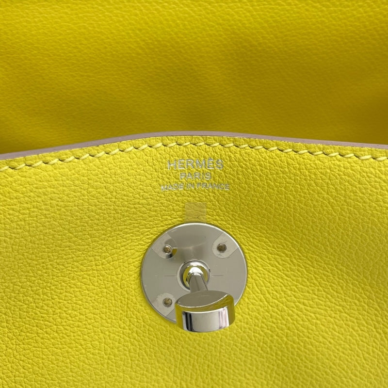 エルメス HERMES リンディ26 U刻 ライム SV金具 エバーカラー レディース ショルダーバッグ