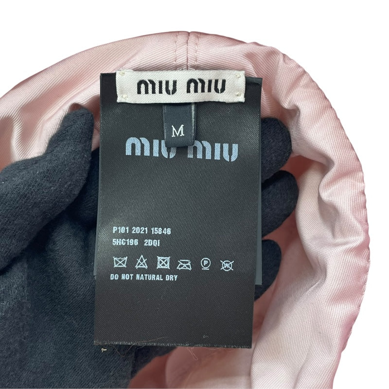 ミュウミュウ miu miu ロゴ刺繡キルティングバケットハート 5HC196 ピンク ナイロン レディース その他ファッション雑貨