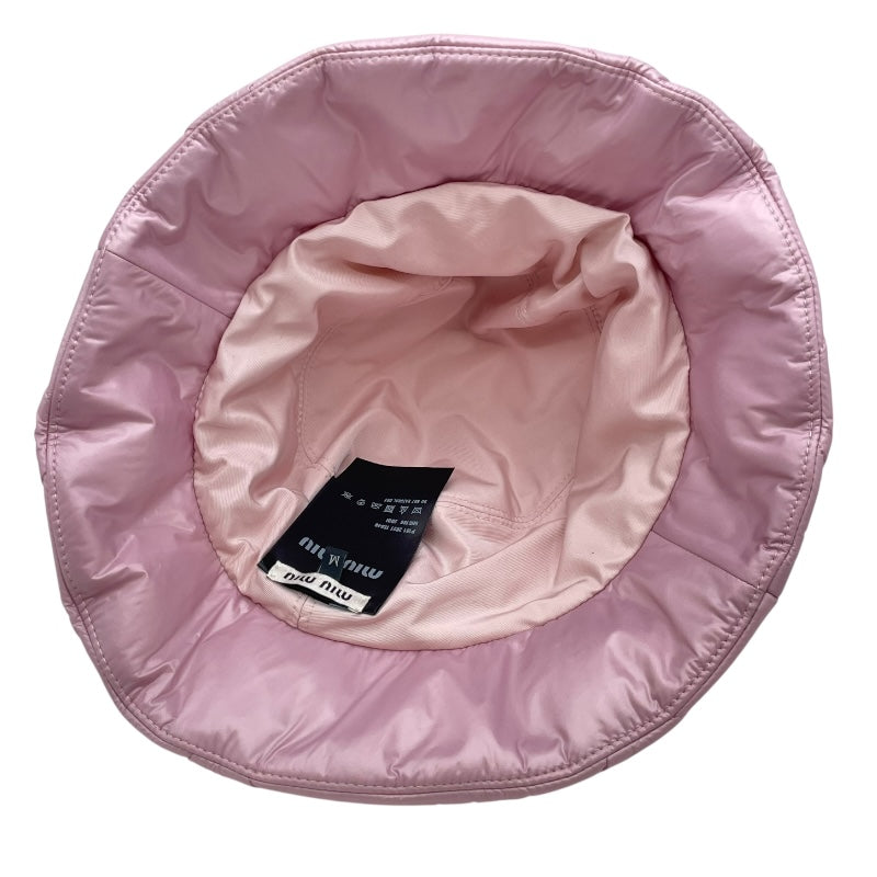 ミュウミュウ miu miu ロゴ刺繡キルティングバケットハート 5HC196 ピンク ナイロン レディース その他ファッション雑貨