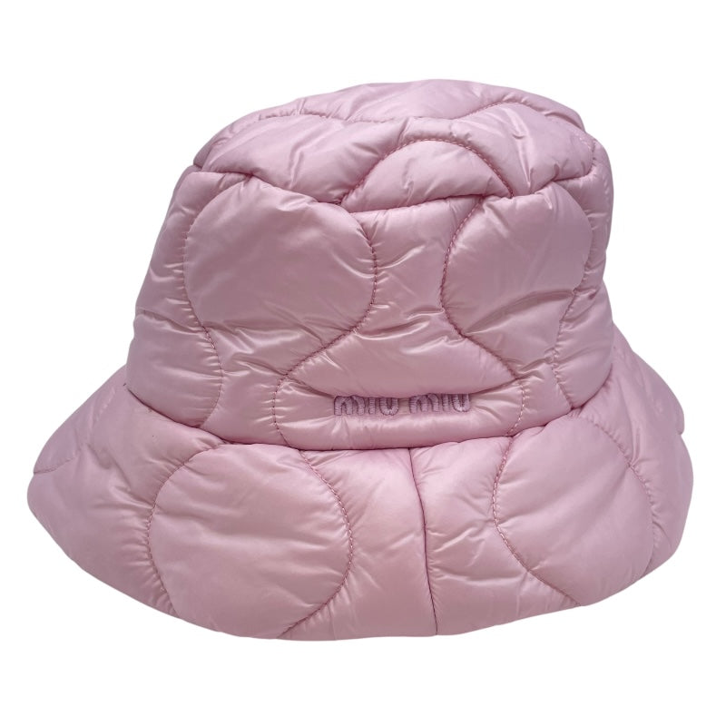 ミュウミュウ miu miu ロゴ刺繡キルティングバケットハート 5HC196 ピンク ナイロン レディース その他ファッション雑貨