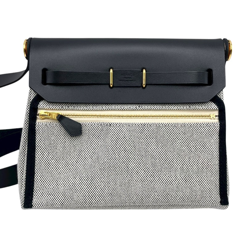 エルメス HERMES エールバッグジップ ミニ K刻 ブラック GD金具 トワル レディース ショルダーバッグ