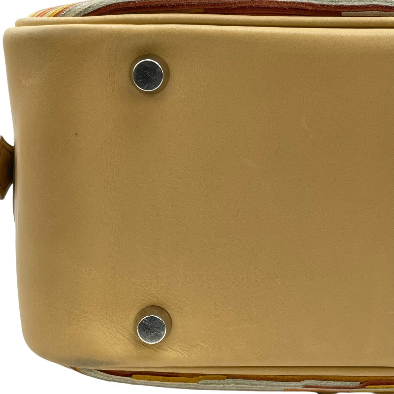 エルメス HERMES プリュム28 ヴィブラート □E刻 オレンジ SV金具 ヴィブラート レディース ハンドバッグ