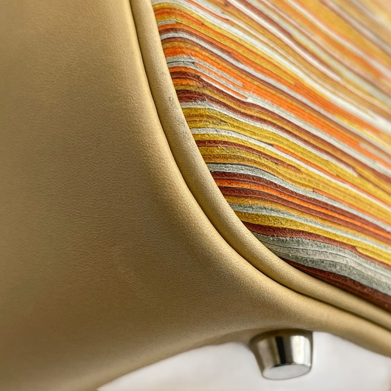 エルメス HERMES プリュム28 ヴィブラート □E刻 オレンジ SV金具 ヴィブラート レディース ハンドバッグ