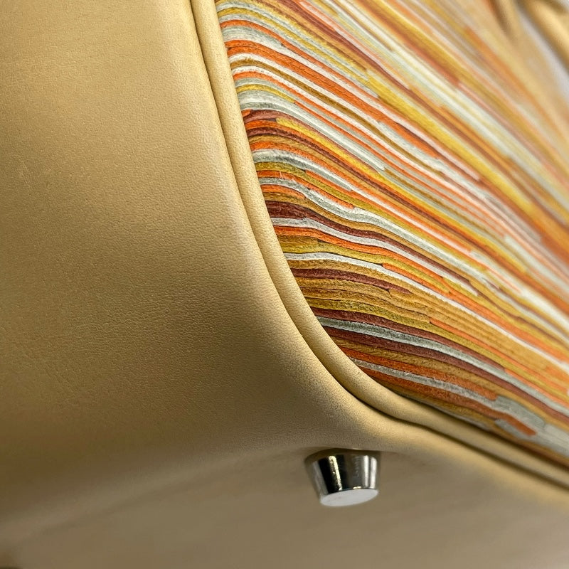 エルメス HERMES プリュム28 ヴィブラート □E刻 オレンジ SV金具 ヴィブラート レディース ハンドバッグ