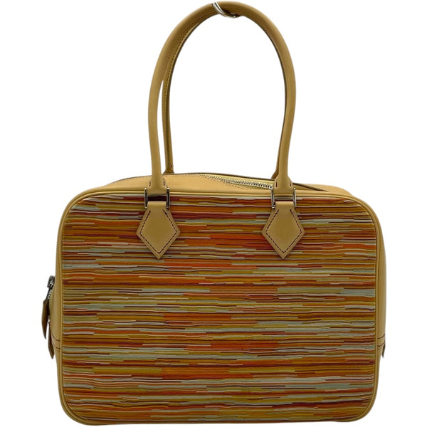 エルメス HERMES プリュム28 ヴィブラート □E刻 オレンジ SV金具 ヴィブラート レディース ハンドバッグ