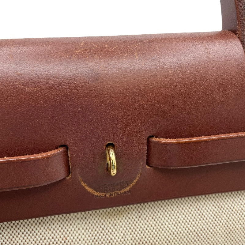 エルメス HERMES エールバッグPM □G刻 ブラウン GD金具 トワル ユニセックス ショルダーバッグ