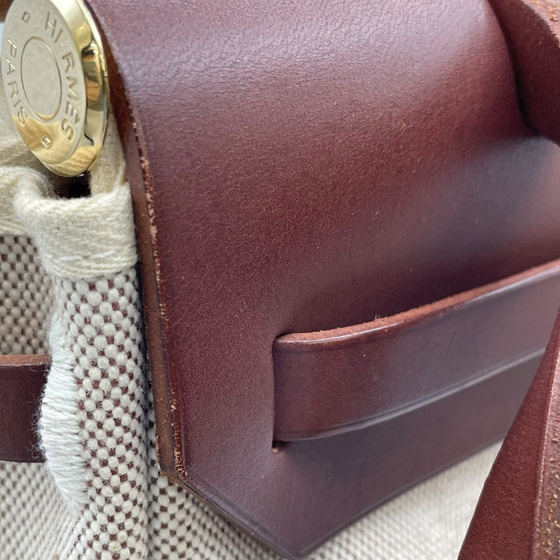 エルメス HERMES エールバッグPM □G刻 ブラウン GD金具 トワル ユニセックス ショルダーバッグ