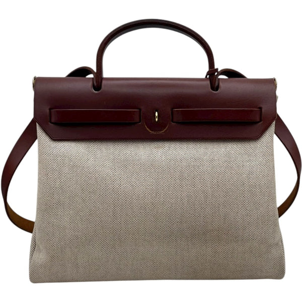 エルメス HERMES エールバッグPM □G刻 ブラウン GD金具 トワル ユニセックス ショルダーバッグ