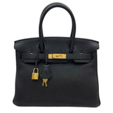 エルメス HERMES バーキン30 □R刻 ブラック GD金具 トゴ レディース ハンドバッグ