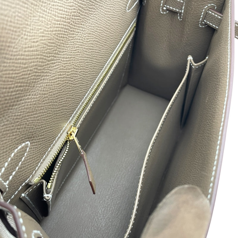 エルメス HERMES ケリー25 外縫い K刻印 エトゥープ GD金具 エプソン レディース ショルダーバッグ