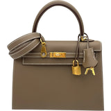 エルメス HERMES ケリー25 外縫い K刻印 エトゥープ GD金具 エプソン レディース ショルダーバッグ