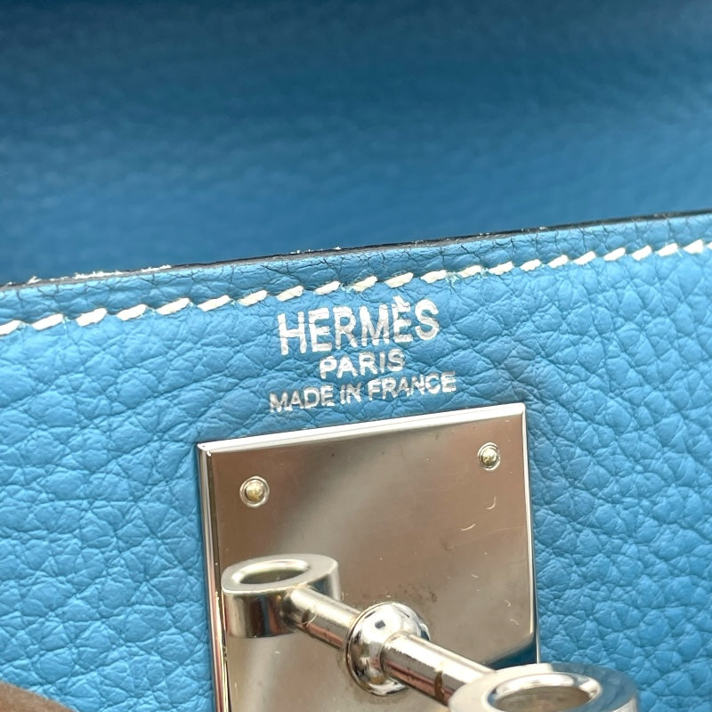 エルメス HERMES ケリー28 内縫い □J刻印 ブルージーン トリヨン レディース ショルダーバッグ