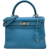 エルメス HERMES ケリー28 内縫い □J刻印 ブルージーン トリヨン レディース ショルダーバッグ