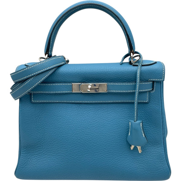 エルメス HERMES ケリー28 内縫い □J刻印 ブルージーン トリヨン レディース ショルダーバッグ