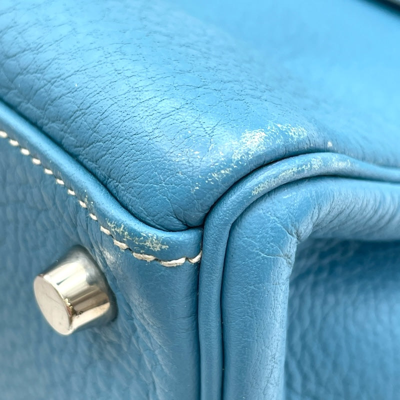 エルメス HERMES ケリー28 内縫い □J刻印 ブルージーン トリヨン レディース ショルダーバッグ