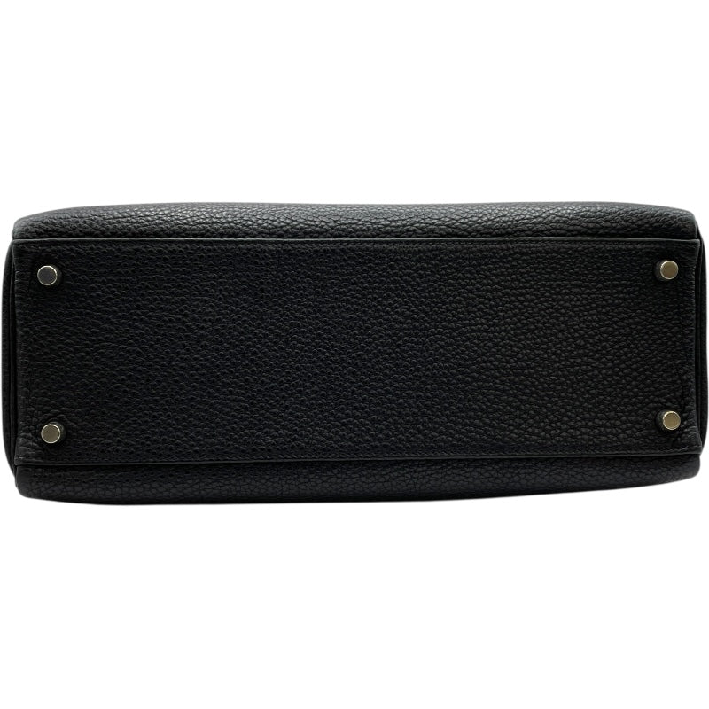 エルメス HERMES ケリー32 内縫い □H刻 ブラック SV金具 トゴ レディース ショルダーバッグ