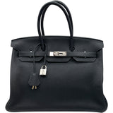 エルメス HERMES バーキン35 □O刻印 （2011年製） ブラック　シルバー金具 トゴ レディース ハンドバッグ