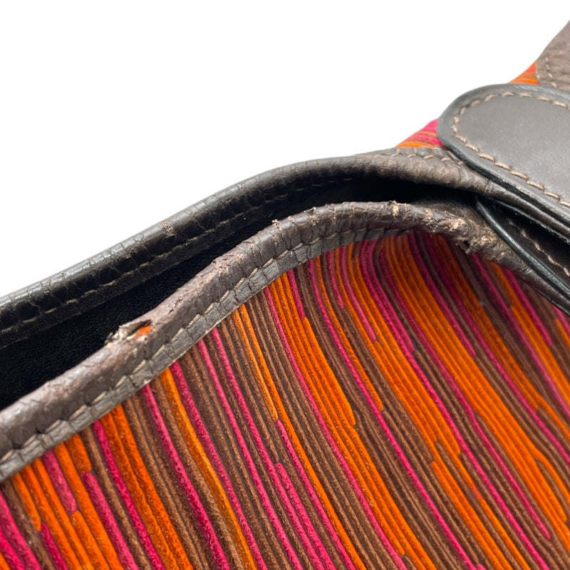 エルメス HERMES ピコタンPM 刻印不鮮明 ブラウン/ピンク/オレンジ 　シルバー金具 ヴィブラート レディース ハンドバッグ