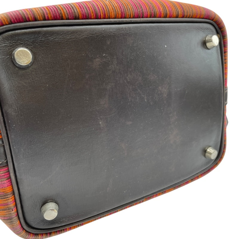 エルメス HERMES ピコタンPM 刻印不鮮明 ブラウン/ピンク/オレンジ 　シルバー金具 ヴィブラート レディース ハンドバッグ