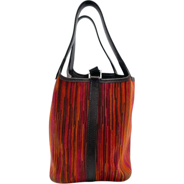 エルメス HERMES ピコタンPM 刻印不鮮明 ブラウン/ピンク/オレンジ 　シルバー金具 ヴィブラート レディース ハンドバッグ