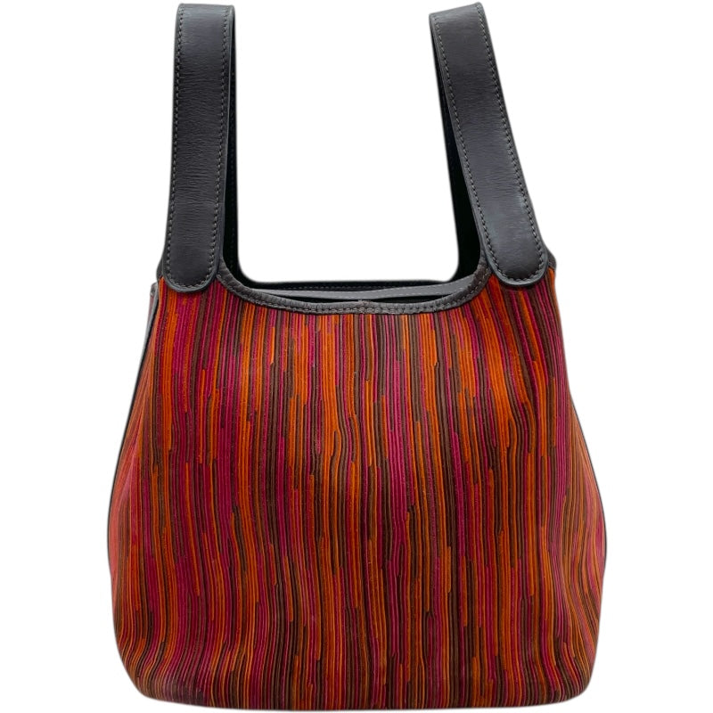 エルメス HERMES ピコタンPM 刻印不鮮明 ブラウン/ピンク/オレンジ 　シルバー金具 ヴィブラート レディース ハンドバッグ