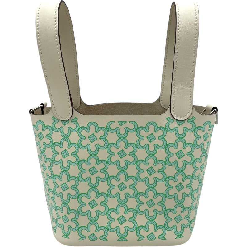 エルメス HERMES ピコタンロックマイクロ U刻印 ラッキーデイジー/ナタ/ヴェールホワイト SV金具 スイフト レディース ハンドバッグ