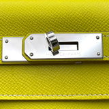 エルメス HERMES ケリー28 内縫い キャンディ □O刻印 ライム/パールグレー SV金具 エプソン レディース ショルダーバッグ