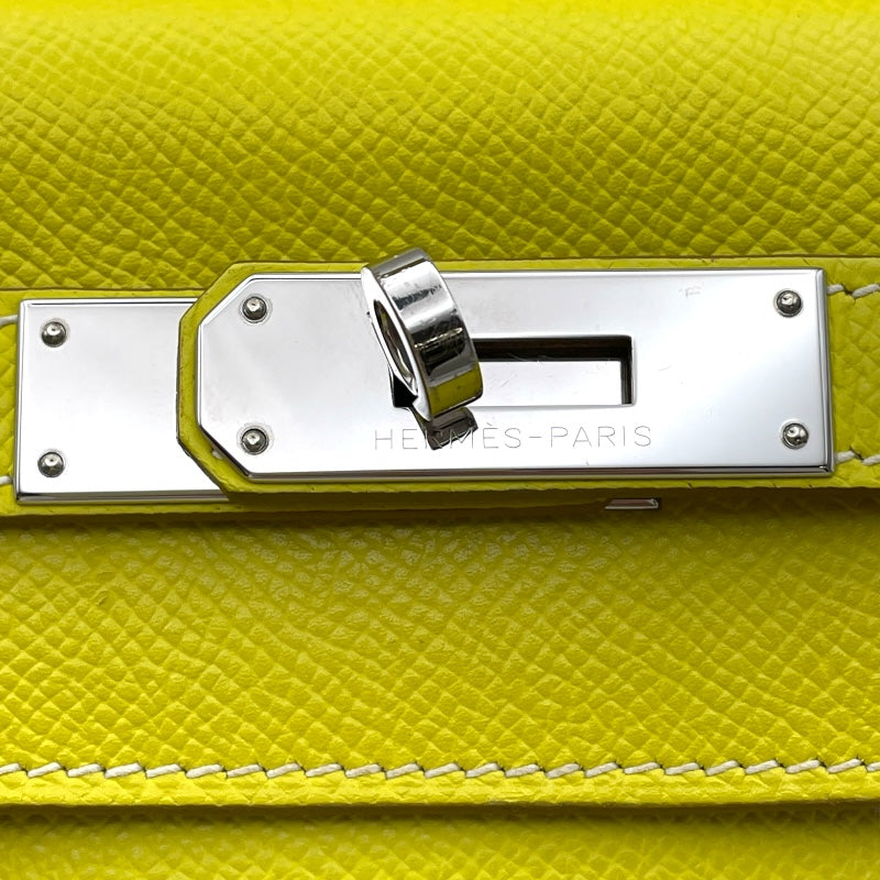 エルメス HERMES ケリー28 内縫い キャンディ □O刻印 ライム/パールグレー SV金具 エプソン レディース ショルダーバッグ
