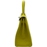 エルメス HERMES ケリー28 内縫い キャンディ □O刻印 ライム/パールグレー SV金具 エプソン レディース ショルダーバッグ