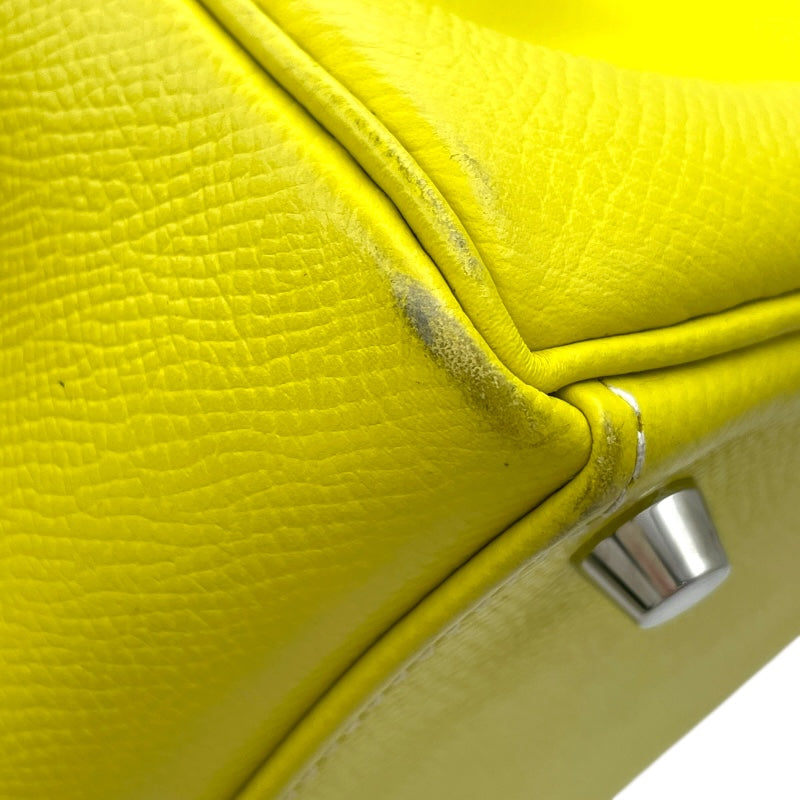 エルメス HERMES ケリー28 内縫い キャンディ □O刻印 ライム/パールグレー SV金具 エプソン レディース ショルダーバッグ