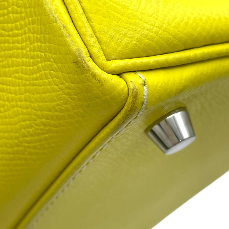 エルメス HERMES ケリー28 内縫い キャンディ □O刻印 ライム/パールグレー SV金具 エプソン レディース ショルダーバッグ