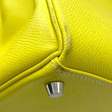 エルメス HERMES ケリー28 内縫い キャンディ □O刻印 ライム/パールグレー SV金具 エプソン レディース ショルダーバッグ