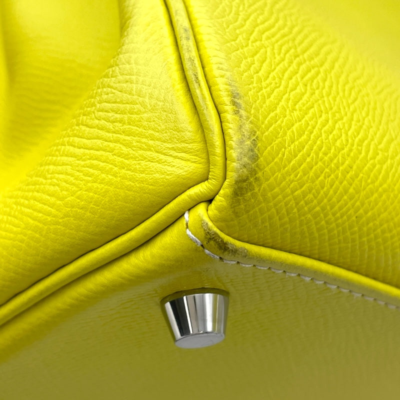 エルメス HERMES ケリー28 内縫い キャンディ □O刻印 ライム/パールグレー SV金具 エプソン レディース ショルダーバッグ