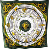 エルメス HERMES カレ90 占星術 グリーン/ホワイト シルク レディース スカーフ