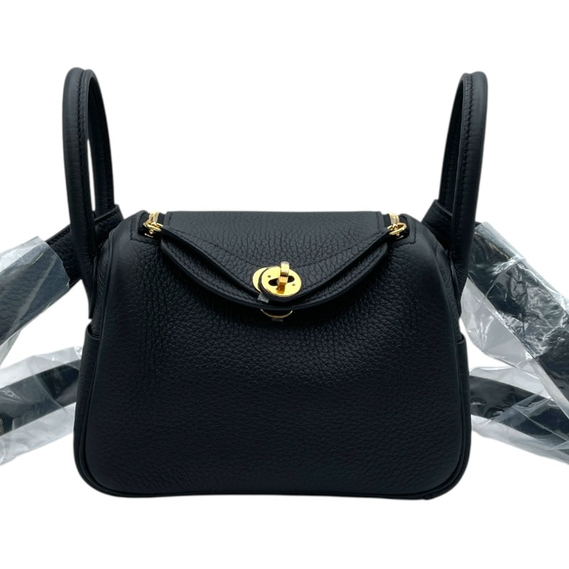 エルメス HERMES リンディ ミニ K刻 ブラック GD金具 トリヨン レディース ショルダーバッグ