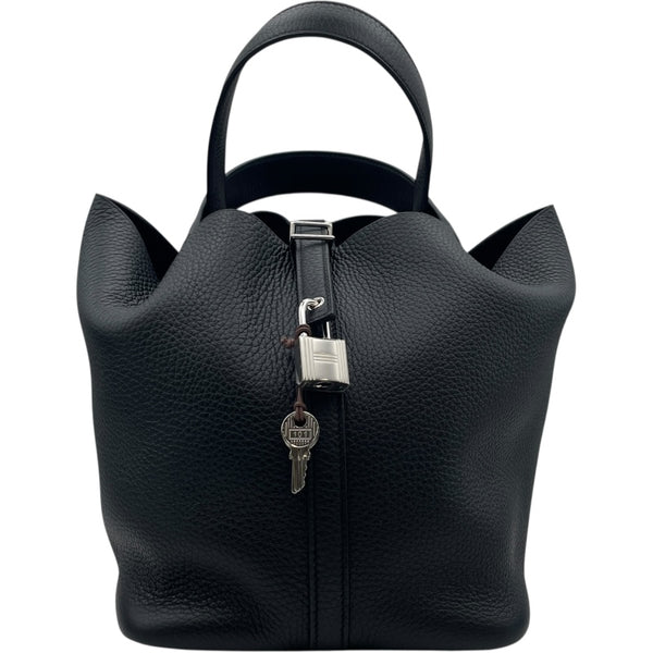 エルメス HERMES ピコタンロックMM W刻 ブラック SV金具 トリヨン レディース ハンドバッグ