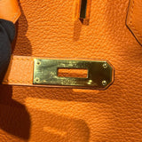 エルメス HERMES バーキン35 □I刻 オレンジ/シルバー金具 トリヨン レディース ハンドバッグ