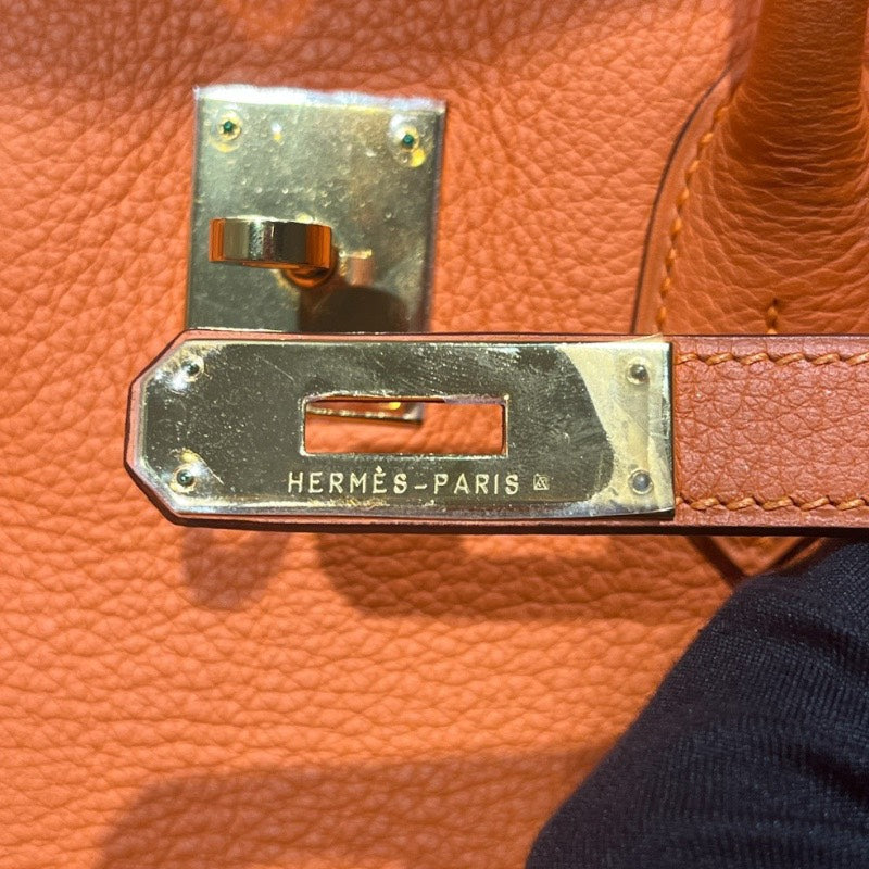 エルメス HERMES バーキン35 □I刻 オレンジ/シルバー金具 トリヨン レディース ハンドバッグ