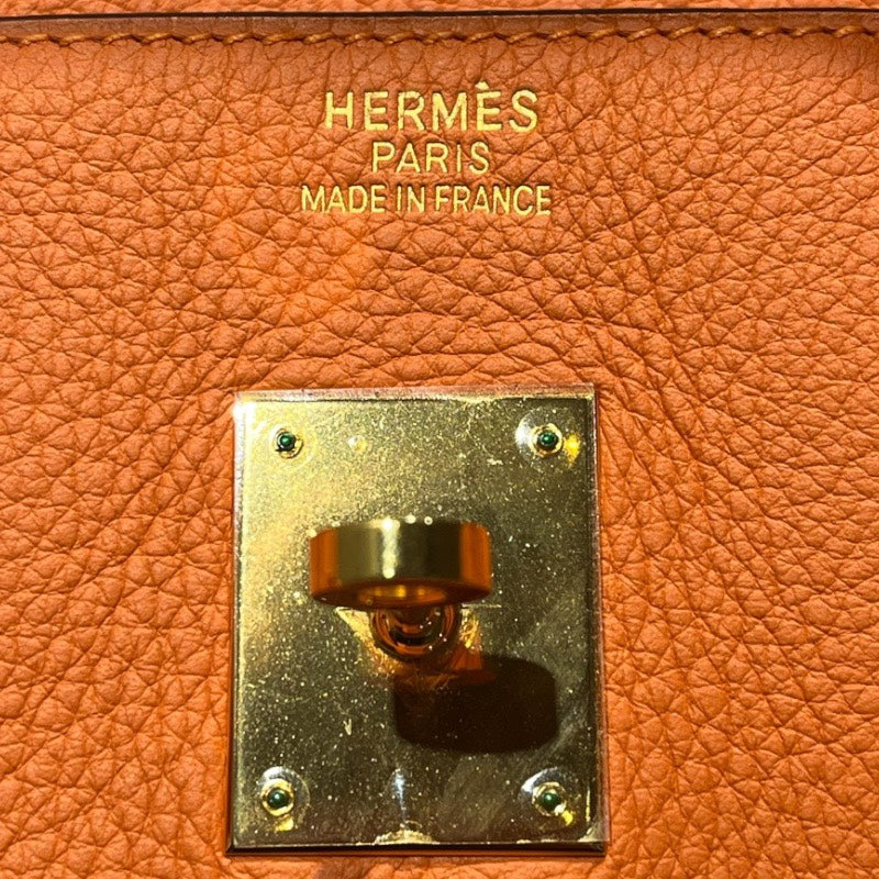 エルメス HERMES バーキン35 □I刻 オレンジ/シルバー金具 トリヨン レディース ハンドバッグ