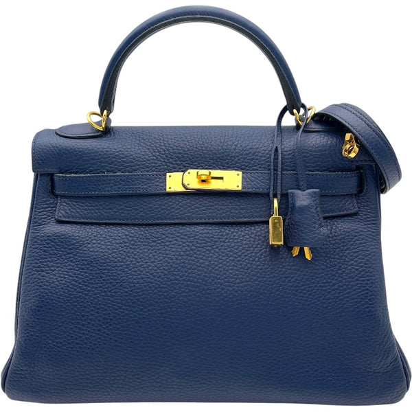 エルメス HERMES ケリー32 内縫い □Q刻 ブルードマルト GD金具 トリヨンモーリス レディース ショルダーバッグ