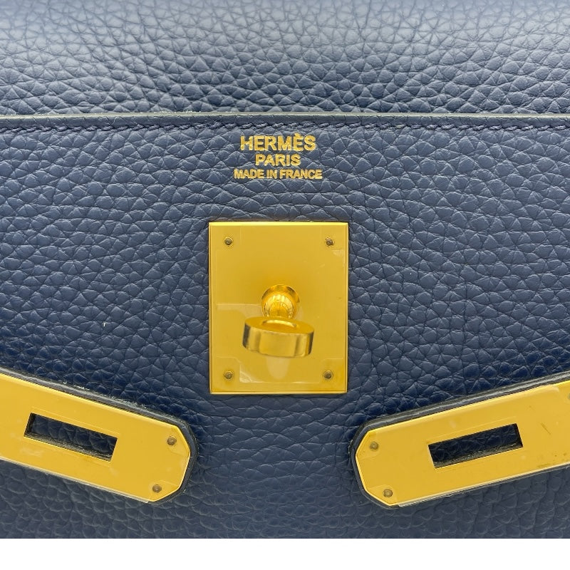 エルメス HERMES ケリー32 内縫い □Q刻 ブルードマルト GD金具 トリヨンモーリス レディース ショルダーバッグ