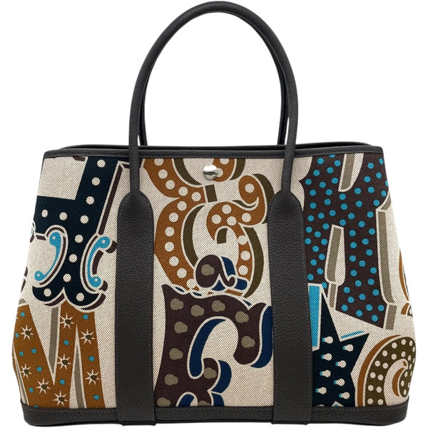 エルメス HERMES ガーデンパーティーPM W刻 ダークブラウン SV金具 プリュムエレクトリック・トワル レディース ハンドバッグ