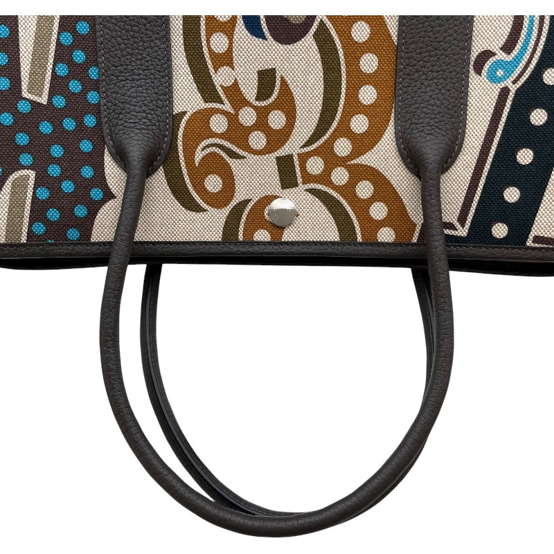 エルメス HERMES ガーデンパーティーPM W刻 ダークブラウン SV金具 プリュムエレクトリック・トワル レディース ハンドバッグ