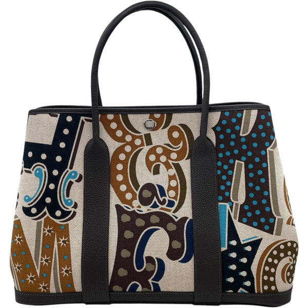 エルメス HERMES ガーデンパーティーPM W刻 ダークブラウン SV金具 プリュムエレクトリック・トワル レディース ハンドバッグ