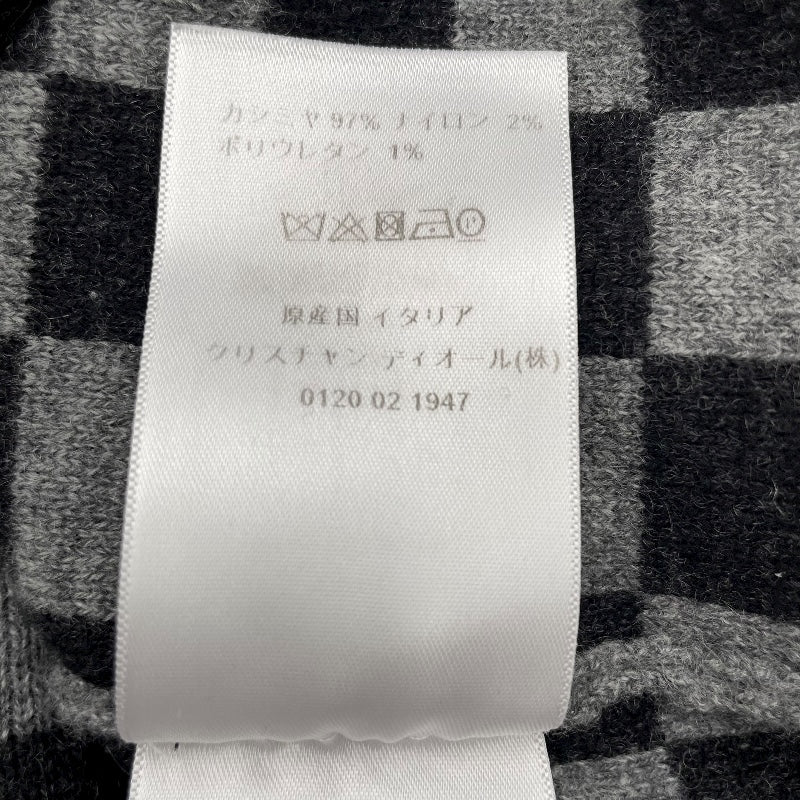クリスチャン・ディオール Christian Dior チェックロゴ カシミヤ ニットセーター グレー カシミヤ レディース セーター