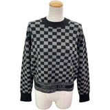 クリスチャン・ディオール Christian Dior チェックロゴ カシミヤ ニットセーター グレー カシミヤ レディース セーター
