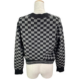 クリスチャン・ディオール Christian Dior チェックロゴ カシミヤ ニットセーター グレー カシミヤ レディース セーター