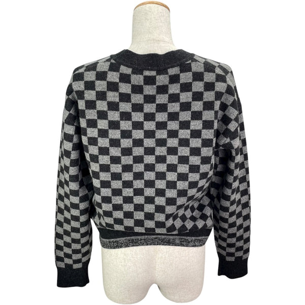クリスチャン・ディオール Christian Dior チェックロゴ カシミヤ ニットセーター グレー カシミヤ レディース セーター