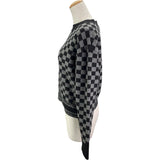 クリスチャン・ディオール Christian Dior チェックロゴ カシミヤ ニットセーター グレー カシミヤ レディース セーター