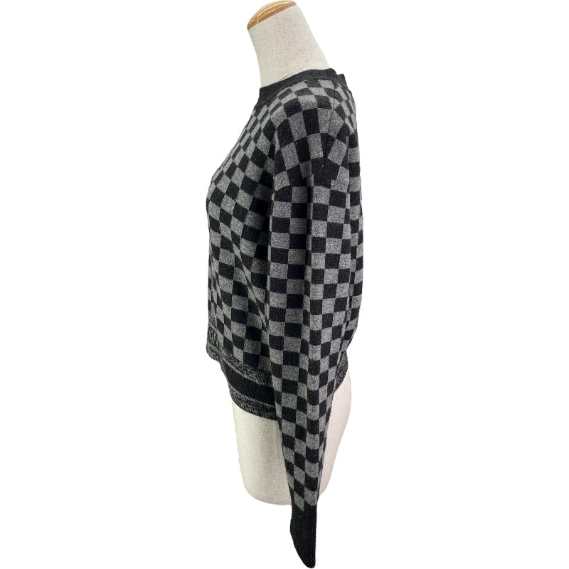 クリスチャン・ディオール Christian Dior チェックロゴ カシミヤ ニットセーター グレー カシミヤ レディース セーター